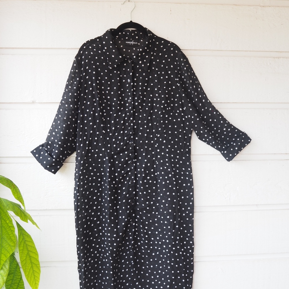{Vintage} Sheer Polka Dot Shirt Dress/Duster!